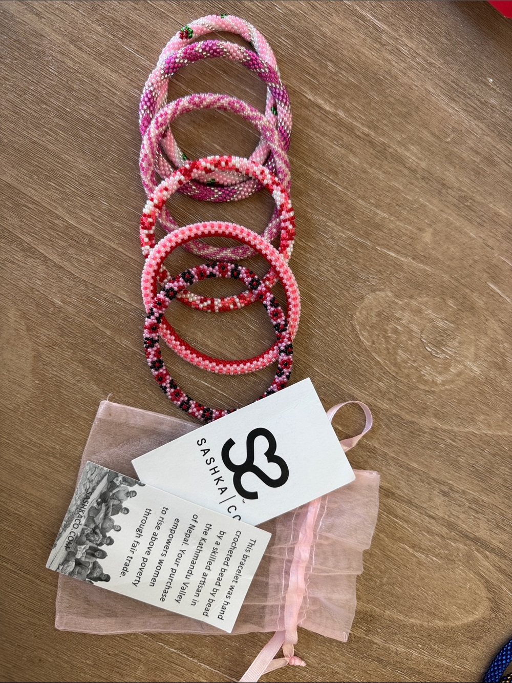 Sashka Co. Beaded Roll On Bracelets- Assorted Pink Patterns